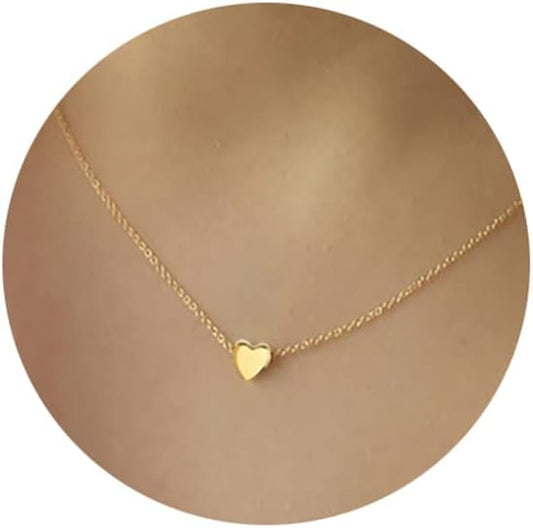 Tiny Gold Heart Choker Necklace,Dainty Cute Initial Heart Pendant Necklace,Rose Necklace,Layered Heart Necklaces for Girls and Women,Mother'S Day Gift