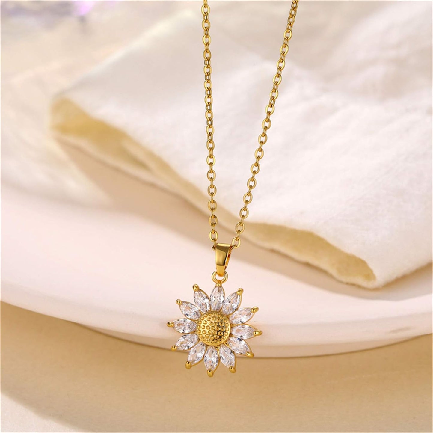 Sunflower Necklace, Gold Plated Sunflower Daisy Necklaces You Are My Sunshine Necklace Lovely Flower Pendant Necklace Sunflower Jewelry Gifts for Women (Gold)