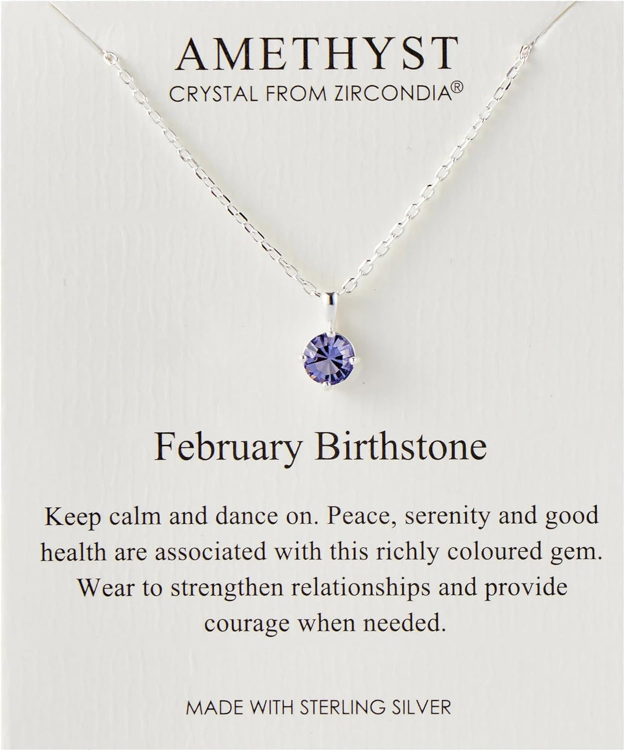 Sterling Silver February (Amethyst) Birthstone Necklace Created with Zircondia® Crystals