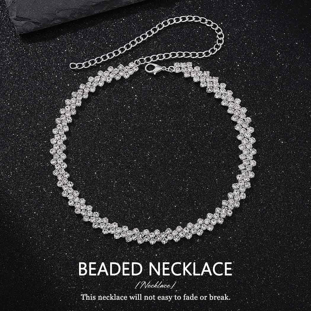 Choker Necklaces Silver Rhinestone Necklace Sparkly Crystal Necklace Jewelry Accessories for Women