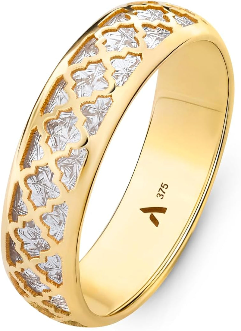 Allure Women 9Ct Gold Diamond Cut Band Ring