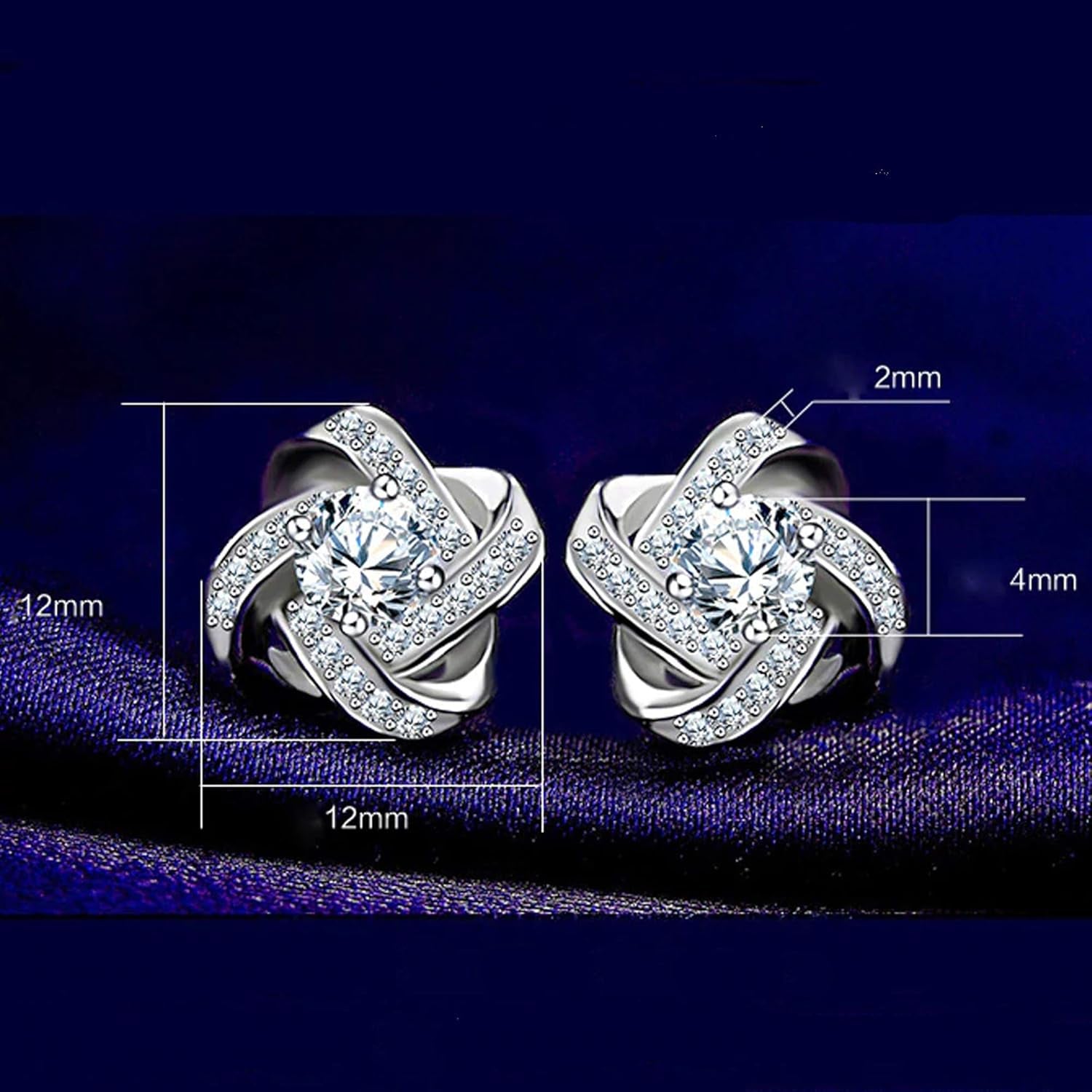 Sale Clearance Earrings Women’S 925 Sterling Silver Stud Cubic Zirconia Ear Studs One Pair Cubic Zirconia Earrings Gifts for Mother'S Day Gift Box london UK