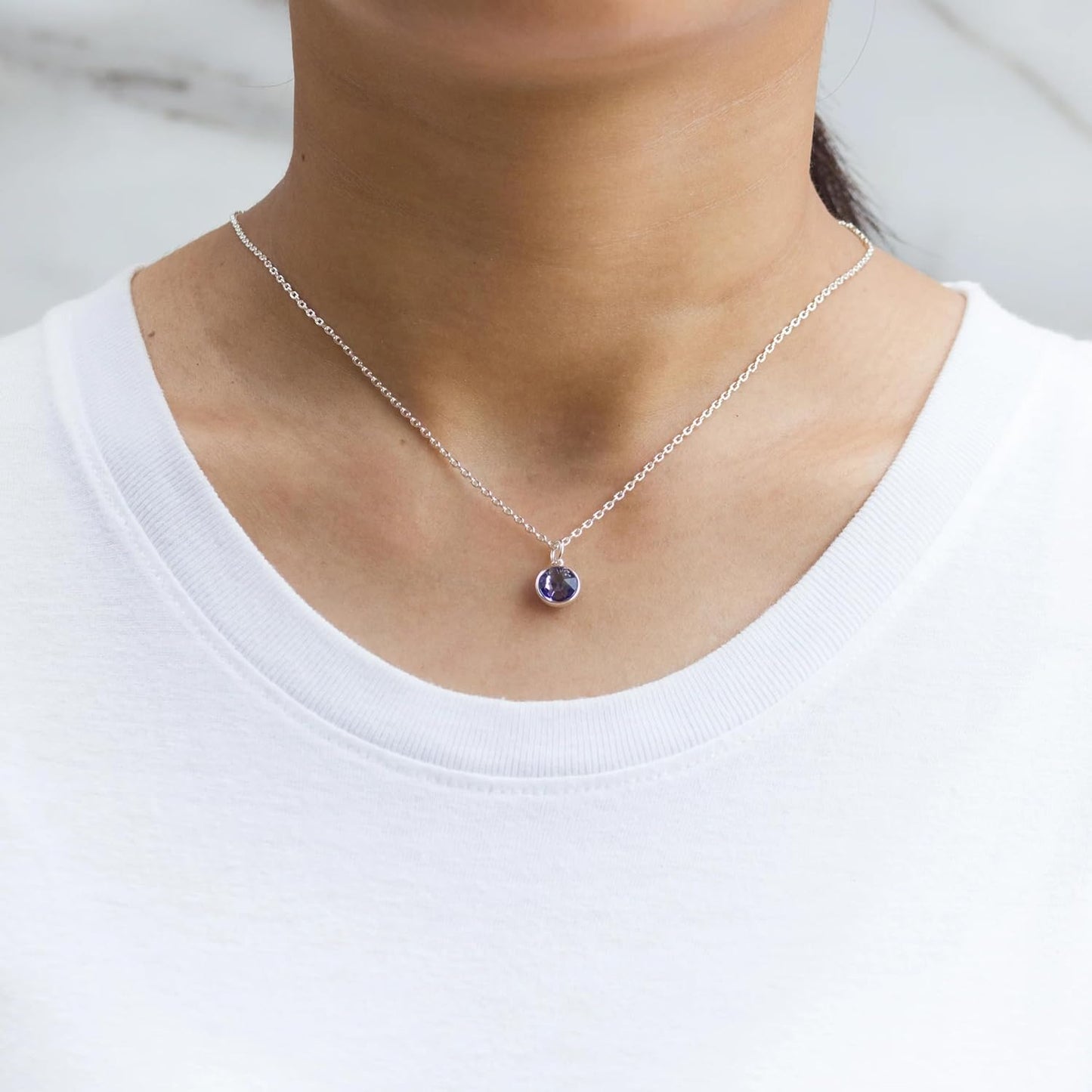 February (Amethyst) Birthstone Necklace Created with Zircondia® Crystals