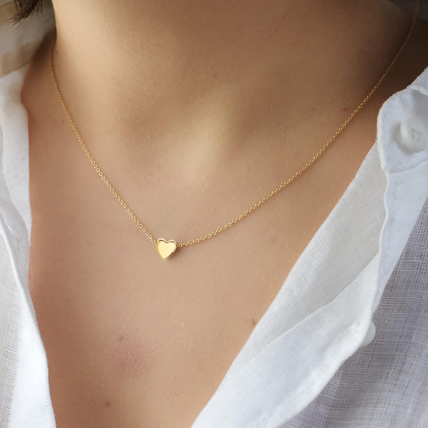 Tiny Gold Heart Choker Necklace,Dainty Cute Initial Heart Pendant Necklace,Rose Necklace,Layered Heart Necklaces for Girls and Women,Mother'S Day Gift