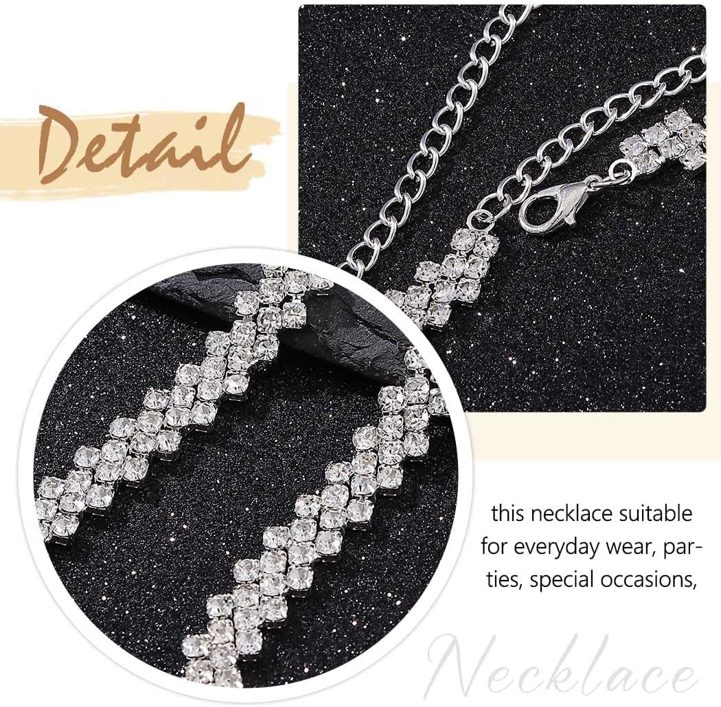 Choker Necklaces Silver Rhinestone Necklace Sparkly Crystal Necklace Jewelry Accessories for Women