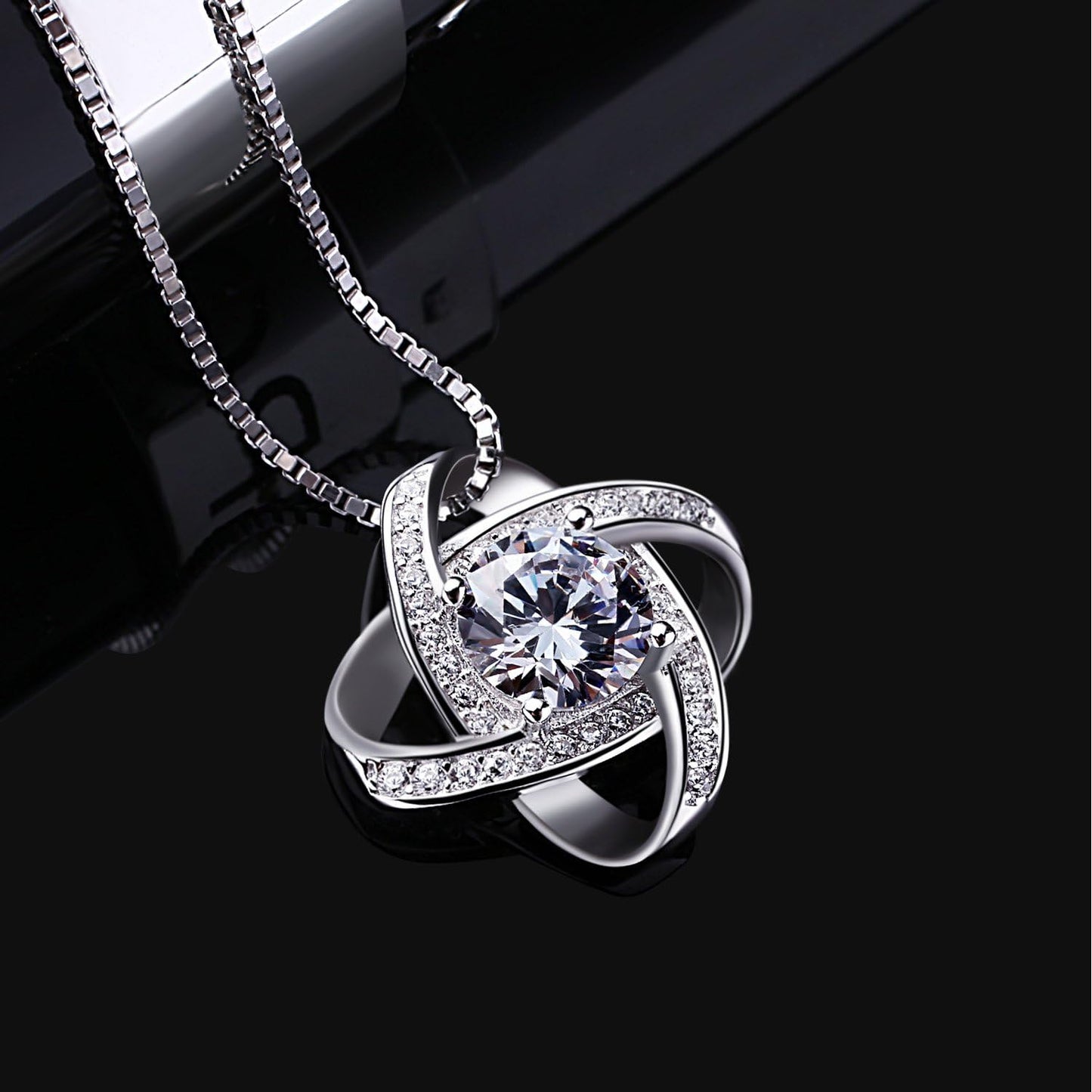 Women Necklaces Sterling Silver Cubic Zirconia Pendant Gemini Necklace