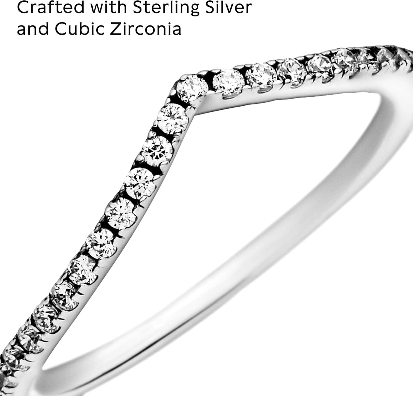 Timeless Women'S Sterling Silver Sparkling Cubic Zirconia Wishbone Ring