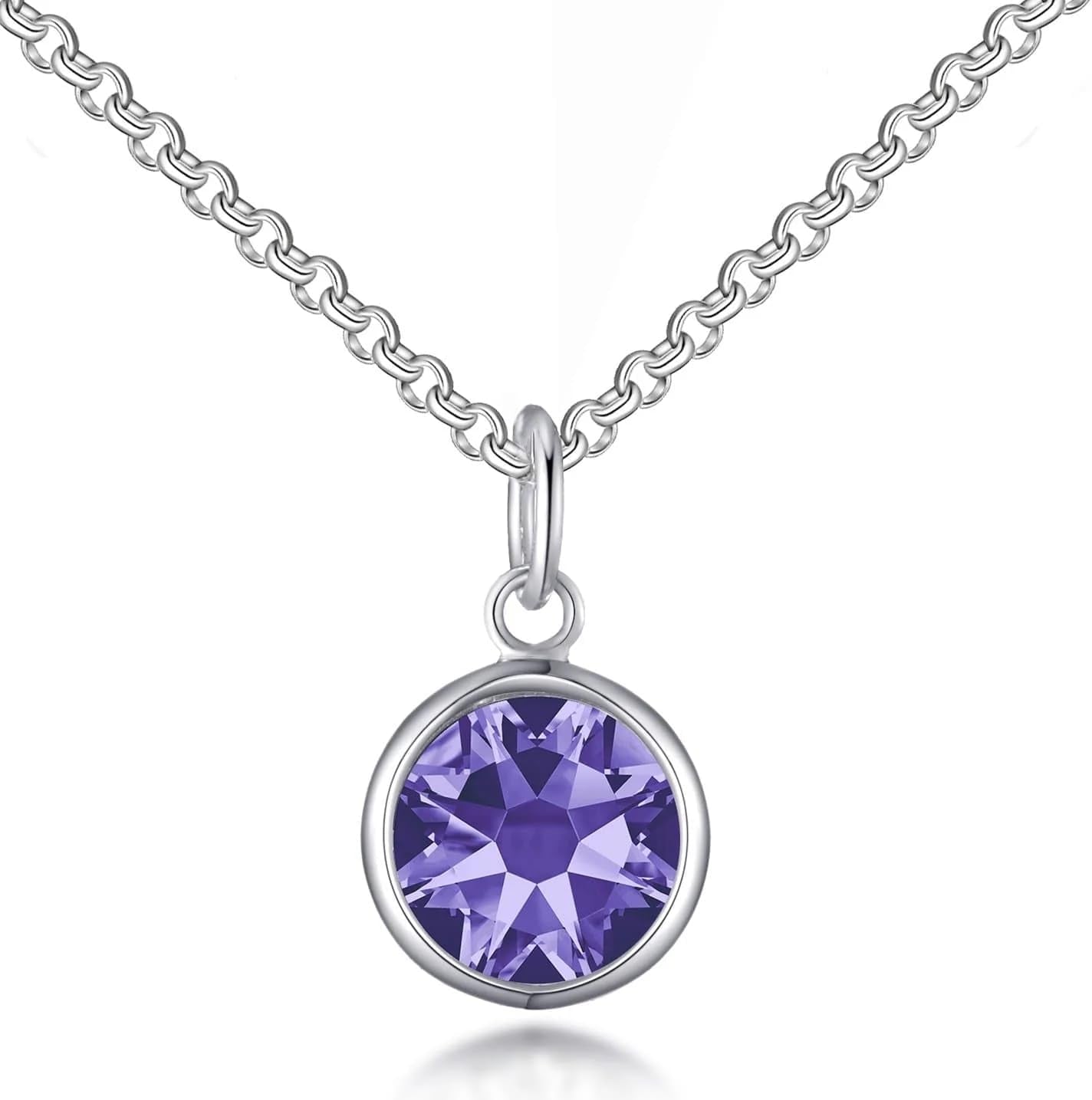 February (Amethyst) Birthstone Necklace Created with Zircondia® Crystals