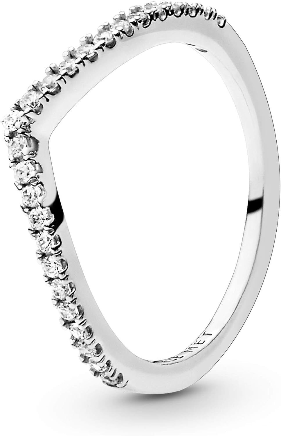 Timeless Women'S Sterling Silver Sparkling Cubic Zirconia Wishbone Ring