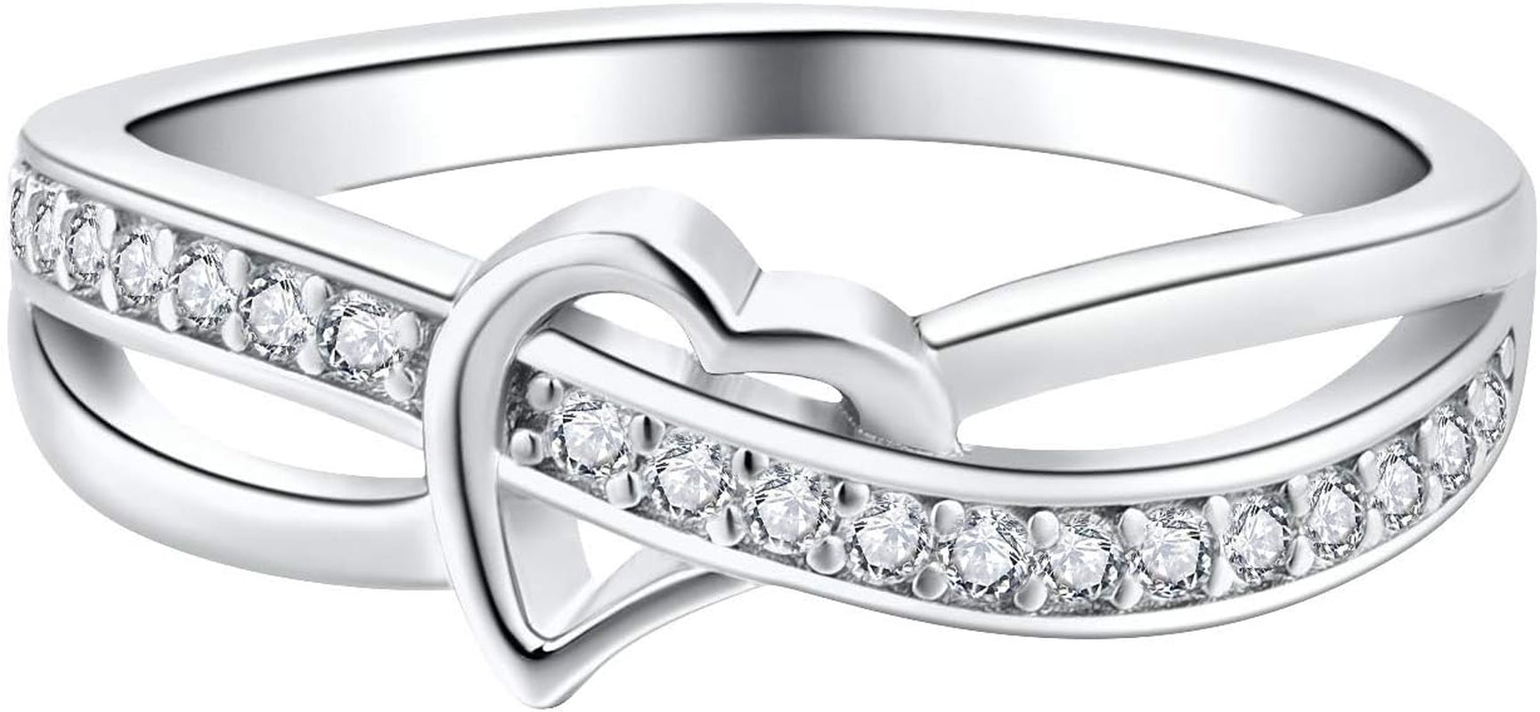 Infinity Heart Promise Ring for Women 925 Sterling Silver White Gold Plated Ring