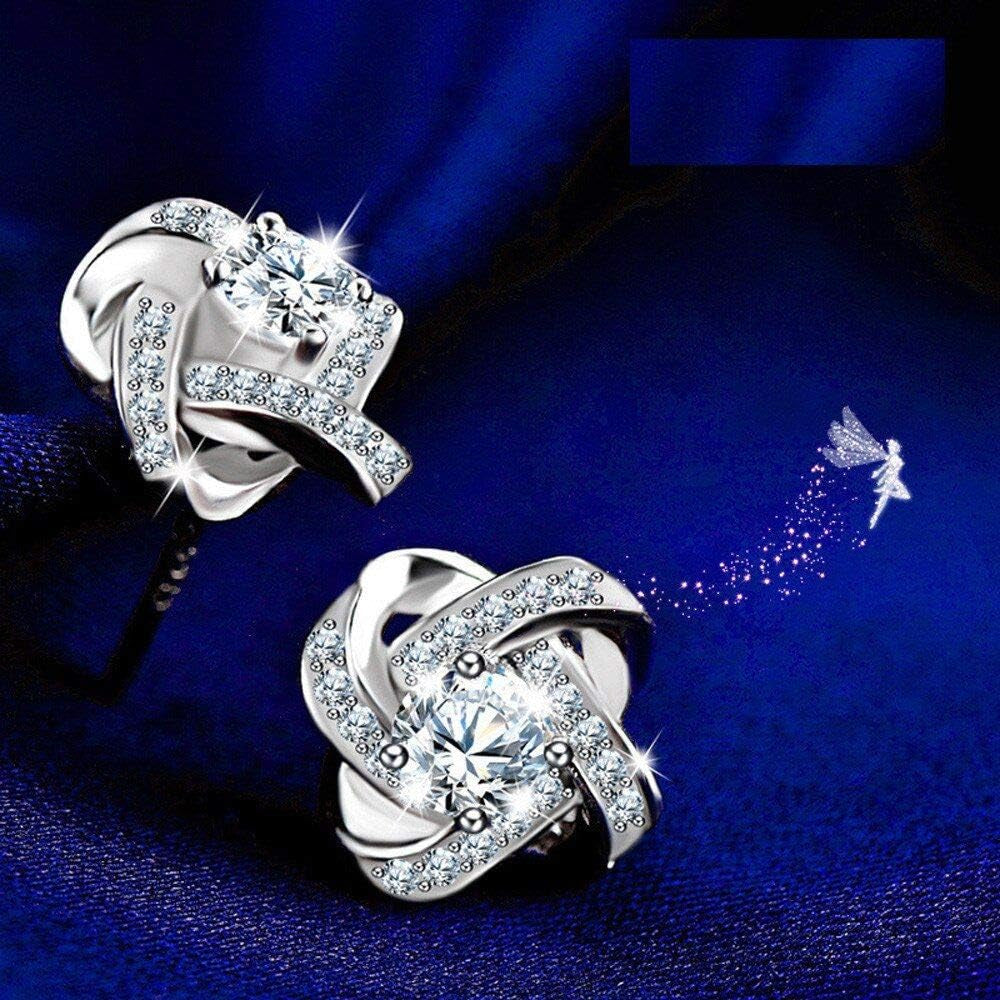 Sale Clearance Earrings Women’S 925 Sterling Silver Stud Cubic Zirconia Ear Studs One Pair Cubic Zirconia Earrings Gifts for Mother'S Day Gift Box london UK