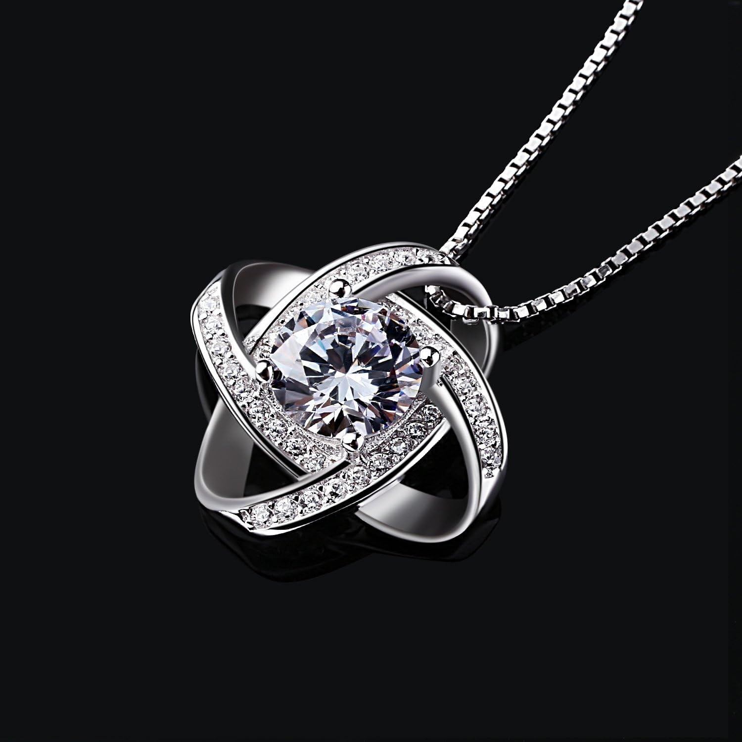 Women Necklaces Sterling Silver Cubic Zirconia Pendant Gemini Necklace