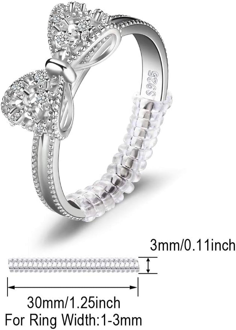 14K White Gold Plated 925 Sterling Silver Rings for Women, Cubic Zirconia Promise Rings for Her, Stackable Wedding Bands Rings for Women Bow Stacking Ring Sets