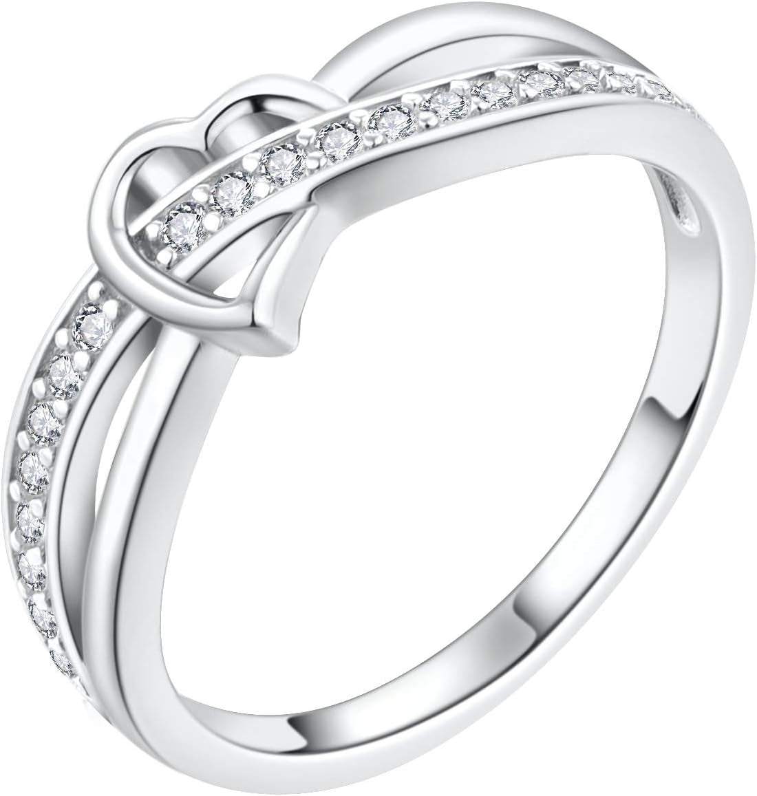 Infinity Heart Promise Ring for Women 925 Sterling Silver White Gold Plated Ring