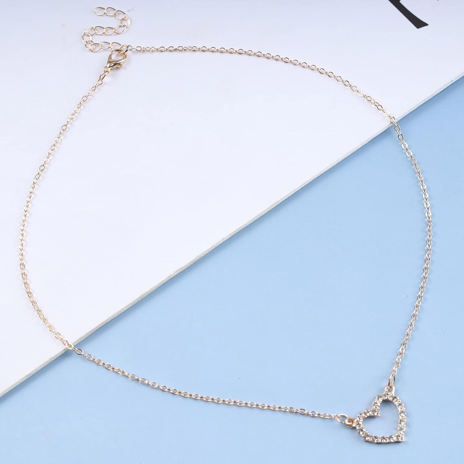 Crystal Heart Necklace Gold Cz Heart Pendant Necklace Boho Love Heart Necklace Sparkling Crystal Heart Choker Necklace Crystal Love Pendant Necklace Chain Jewelry for Women and Girls Gifts